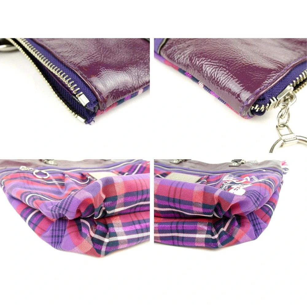 Coach Poppy Purple Plaid Large Shoulder Bag Tote 15886